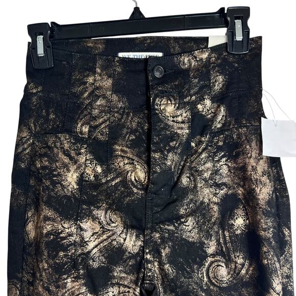 Free People Jayde Metallic High Rise Flare Leg Jeans In Black Tie Size 26 - Picture 5 of 15